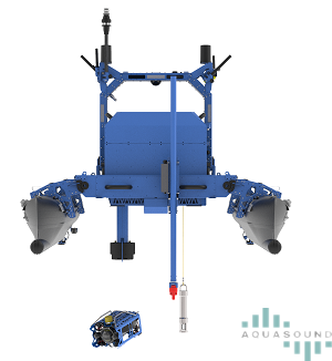 БНА с многолучевым эхолотом, датчиком профиля скорости звука, ТНПА и системой подводного позиционирования, вид с переди